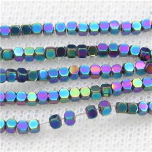 Rainbow Hematite Beads Faceted Cube, approx 4mm