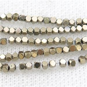 Lt.Gold Hematite Beads Faceted Cube, approx 4mm