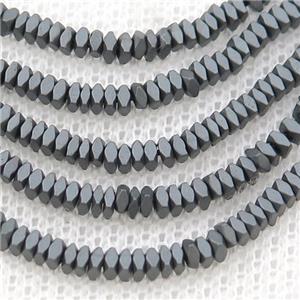 Black Hematite Spacer Beads Faceted Square Matte, approx 2x3mm