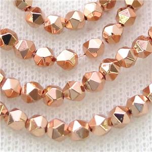 Hematite Beads Cut Round Rose Gold, approx 3-4mm