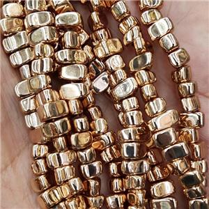Hematite Beads Gold Plated, approx 5-9mm