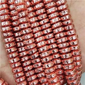 Assembled Lava Beads Heishi Rose Gold, approx 8.5mm