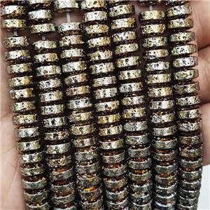 Assembled Lava Beads Heishi Gold Plated, approx 8.5mm