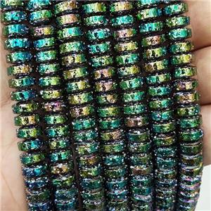 Assembled Lava Beads Heishi Greengold Electroplated, approx 8.5mm