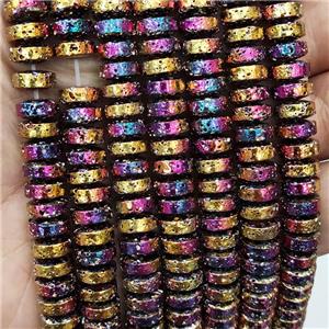 Assembled Lava Beads Heishi Purplegold Electroplated, approx 8.5mm