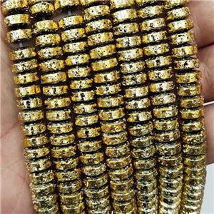 Assembled Lava Beads Heishi Gold Electroplated, approx 8.5mm