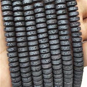 Natural Lava Heishi Beads Assembled Black, approx 8.5mm