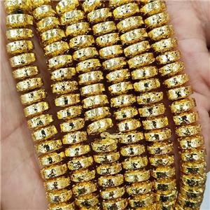 Assembled Lava Beads Heishi Beads Shiny Gold, approx 8.5mm