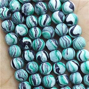 Hematite Beads Round Green Lacquered, approx 8mm dia