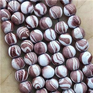 Hematite Beads Round Coffee Lacquered, approx 8mm dia