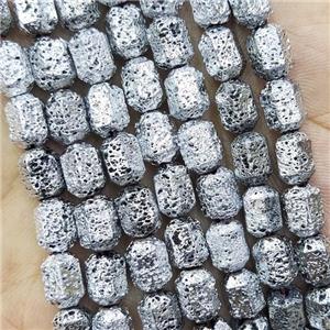 Hematite Bullet Beads Shiny Silver Electroplated, approx 6x8mm