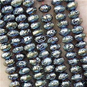 Hematite Rondelle Beads Green Electroplated, approx 4x6mm