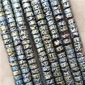 Hematite Heishi Beads Green Electroplated, approx 2x4mm