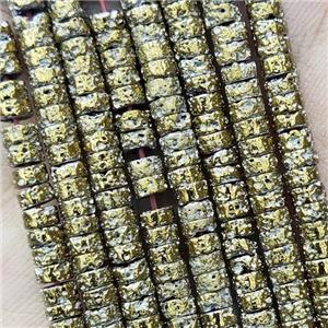 Hematite Heishi Beads Lt.gold Electroplated, approx 2x4mm