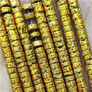 Hematite Heishi Beads Golden Electroplated, approx 2x4mm