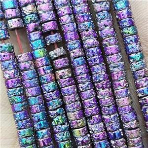 Hematite Heishi Beads Rainbow Electroplated, approx 2x4mm