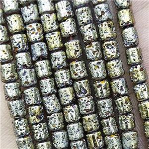 Hematite Tube Beads Green Electroplated, approx 4x5mm