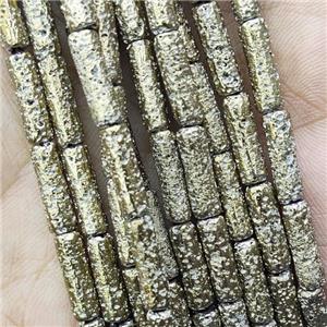Hematite Tube Beads Lt.gold Electroplated, approx 4x13mm