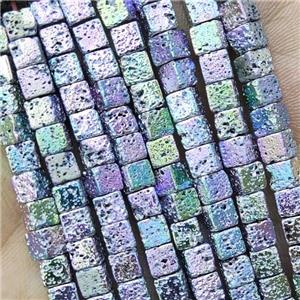 Hematite Cube Beads Multicolor Electroplated, approx 4-5mm
