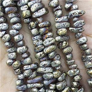 Hematite Beads Freeform Green Electroplated, approx 4-6mm