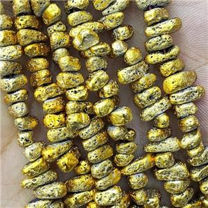 Hematite Beads Freeform Golden Electroplated, approx 4-6mm