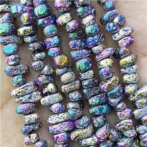 Hematite Beads Freeform Rainbow Electroplated, approx 4-6mm