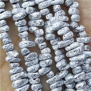 Hematite Beads Freeform Shiny Silver Electroplated, approx 4-6mm