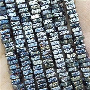 Hematite Beads Square Green Electroplated, approx 2x4mm