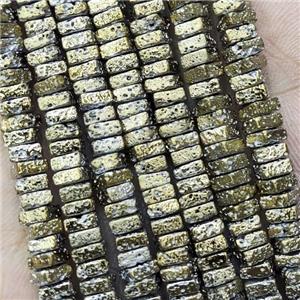 Hematite Beads Square Lt.gold Electroplated, approx 2x4mm