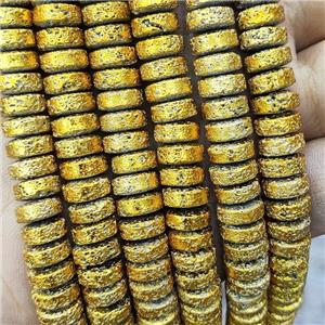 Hematite Heishi Beads Golden Electroplated, approx 4-9mm