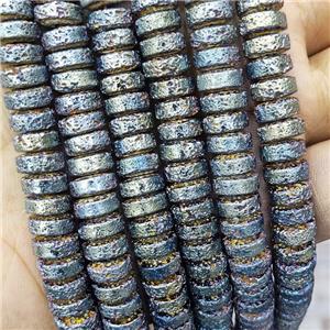 Hematite Heishi Beads Green Electroplated, approx 4-9mm