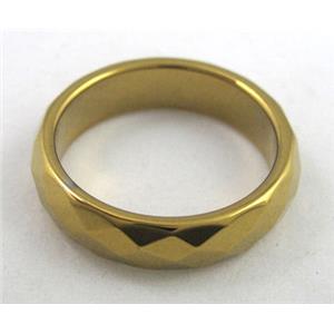 Magnetic Hematite Ring, gold, approx 19mm dia