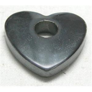 Black Hematite Heart Pendants, 20.7mm dia