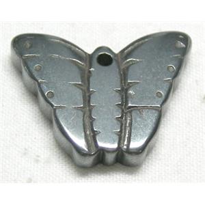 Black Hematite Butterfly Pendants with hole, 16x20mm
