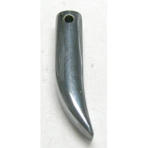 Black Hematite Horn Pendants, 6.5x30mm
