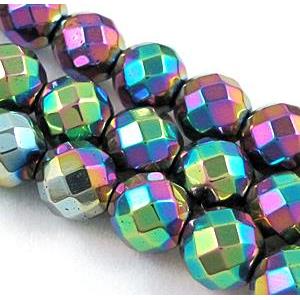 Hematite bead, no-Magnetic, rainbow plated, 10mm dia