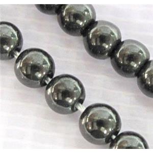 round black Hematite beads, Magnetic, approx 6mm dia