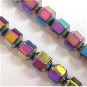 rainbow Hematite beads, no-Magnetic, faceted round, 18 face, approx 4mm dia, 15.5 inches