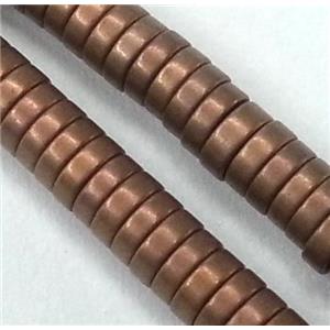 matte Hematite disc beads, heishi, no-Magnetic, coffee electroplated, approx 4x1mm, 15.5 inches