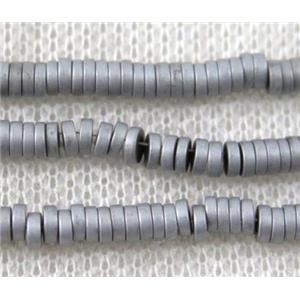 matte Hematite heishi beads, disc, no-Magnetic, silver electroplated, approx 2x1mm, 15.5 inches