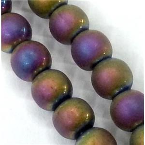 round Hematite beads, no-Magnetic, matte, rainbow electroplated, approx 4mm dia, 15.5 inches