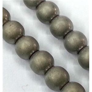 Hematite beads, no-Magnetic, matte, round, electroplated, approx 4mm dia, 15.5 inches