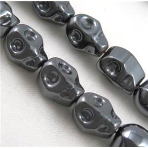 Hematite bead, no-magnetic, skull, black, approx 6x10mm