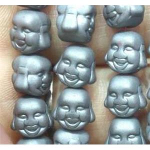 Hagnetic beads, Buddha, matte, gray, approx 8x8mm, 15.5 inches