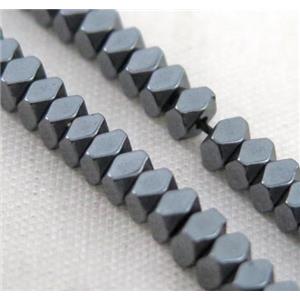 black hematite rhombic beads, approx 4x4mm dia