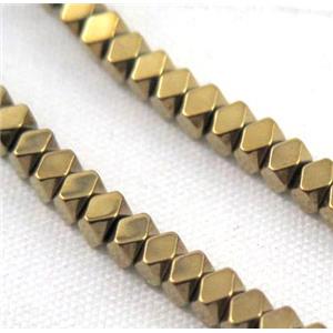 gold electroplated hematite rhombic beads, approx 4x4mm dia