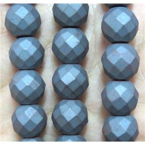 faceted round matte black hematite beads, approx 2mm dia