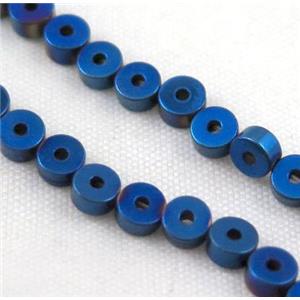 hematite disc beads, blue electroplated, approx 6x2mm