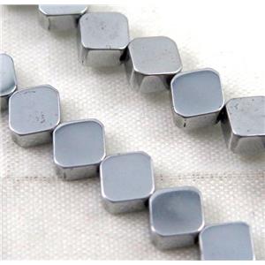 hematite rhombic beads, platinum electroplated, approx 5x3mm