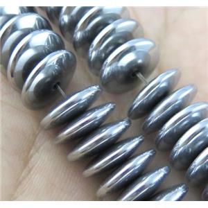 hematite heishi disc beads, silver plated, approx 2x3mm